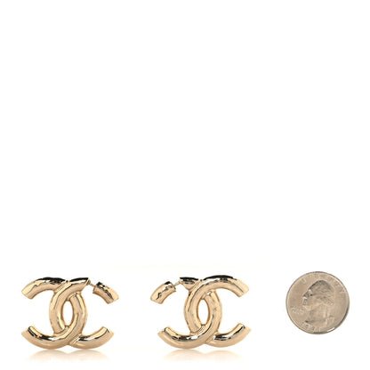 Chanel Metal Large CC Earrings Light Gold 2 of 5