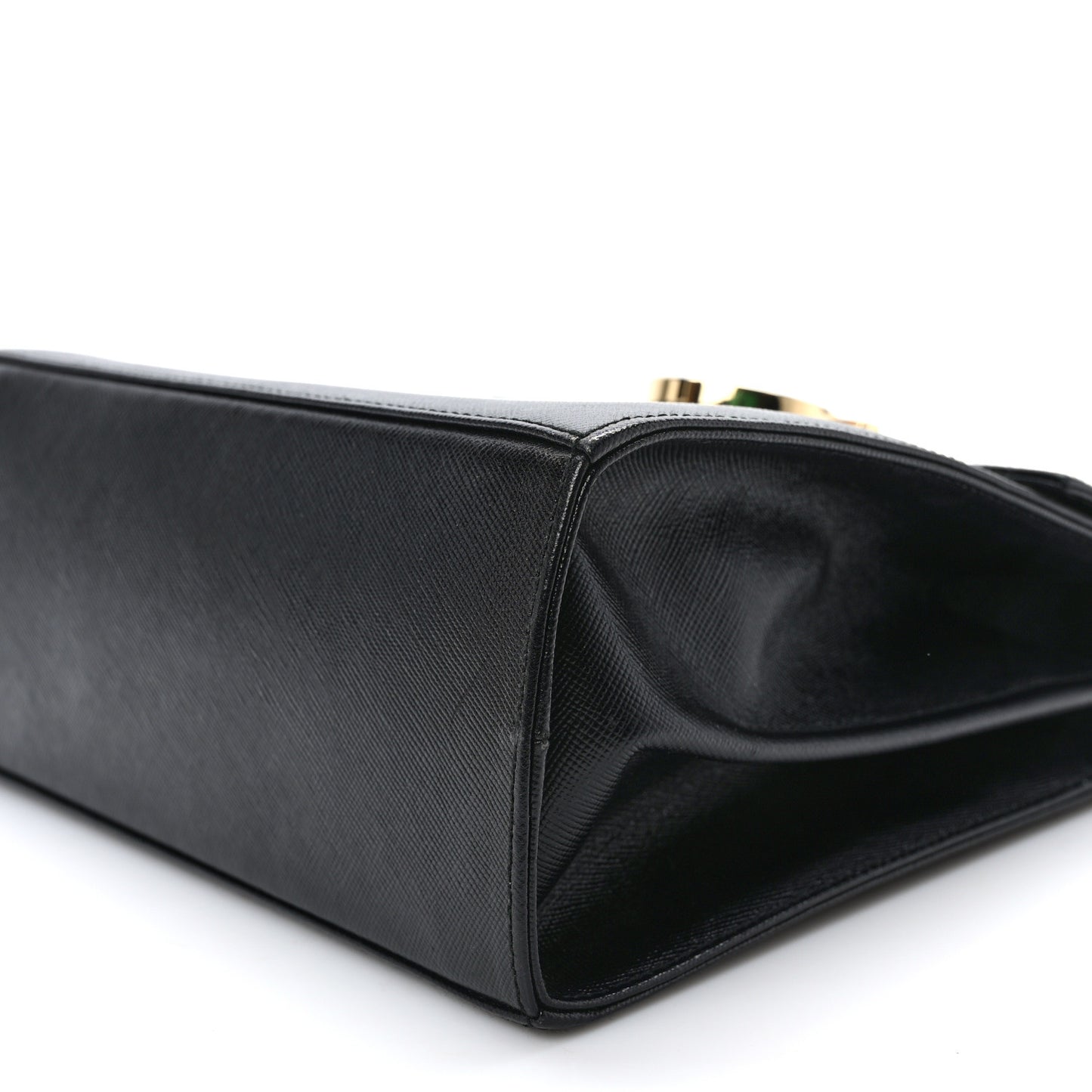 Hammered Calfskin Small Iconic Top Handle Bag Black