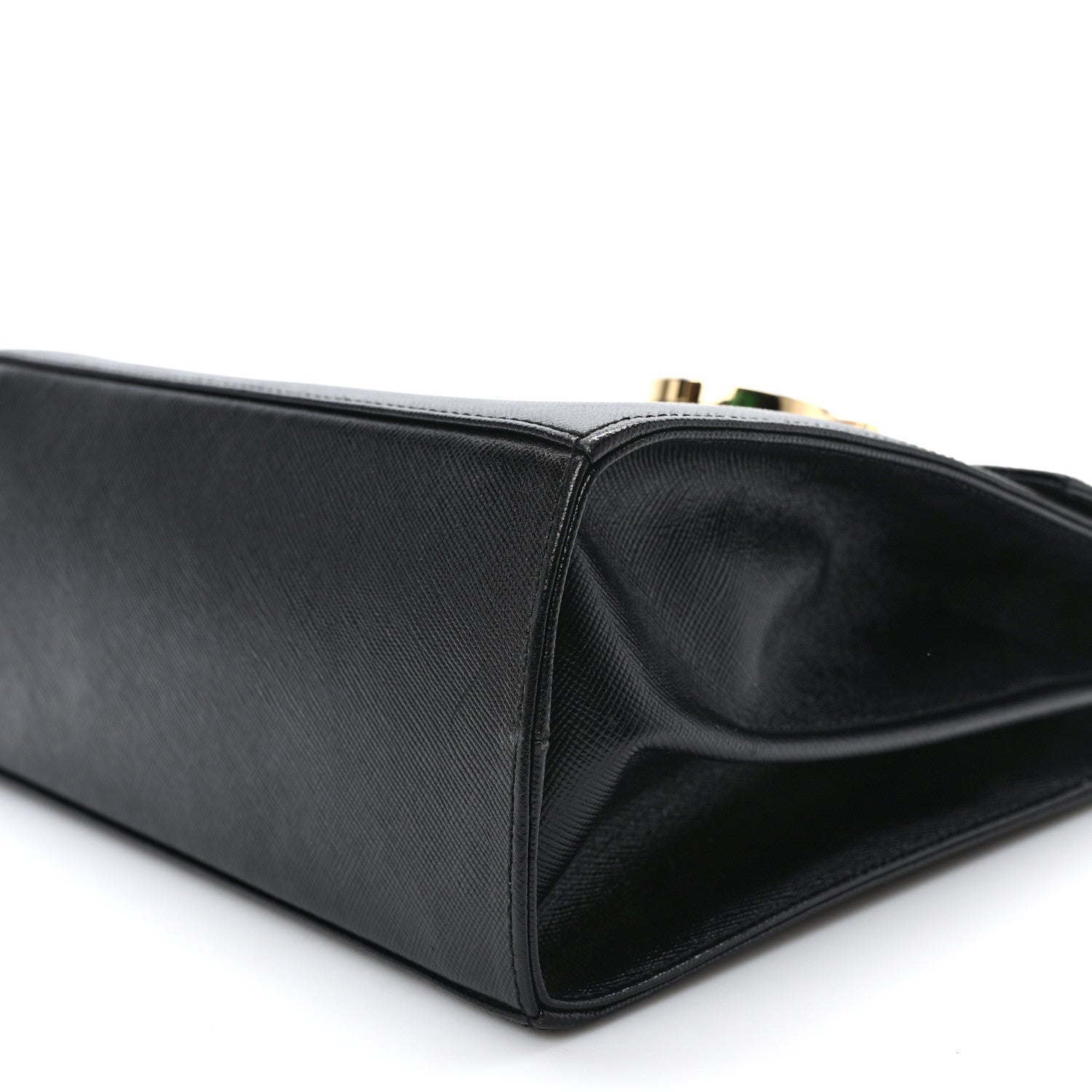 Salvatore Ferragamo Hammered Calfskin Small Iconic Top Handle Bag Black 8 of 8