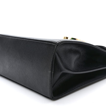 Salvatore Ferragamo Hammered Calfskin Small Iconic Top Handle Bag Black 8 of 8