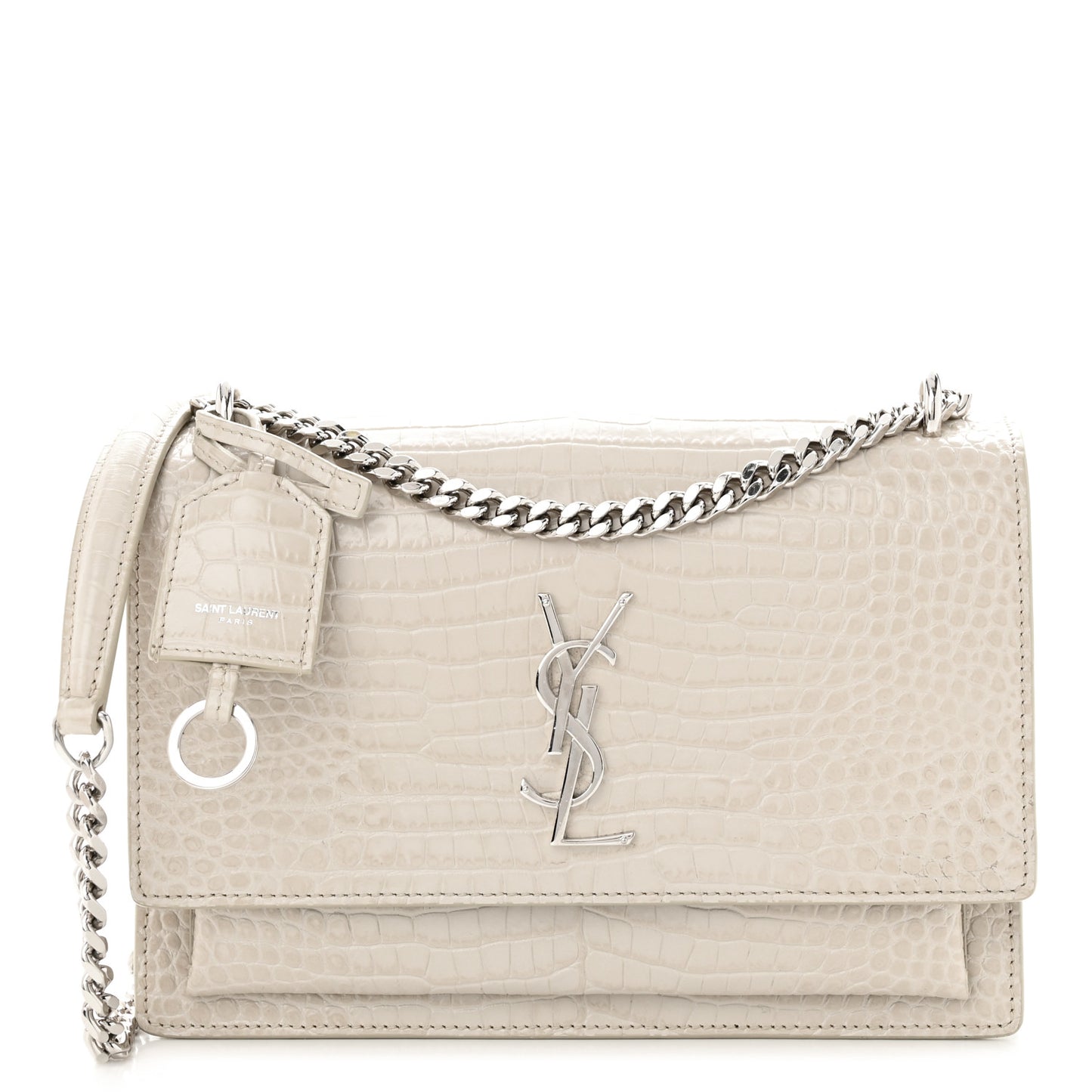 Calfskin Crocodile Embossed Medium Monogram Sunset Blanc Vintage