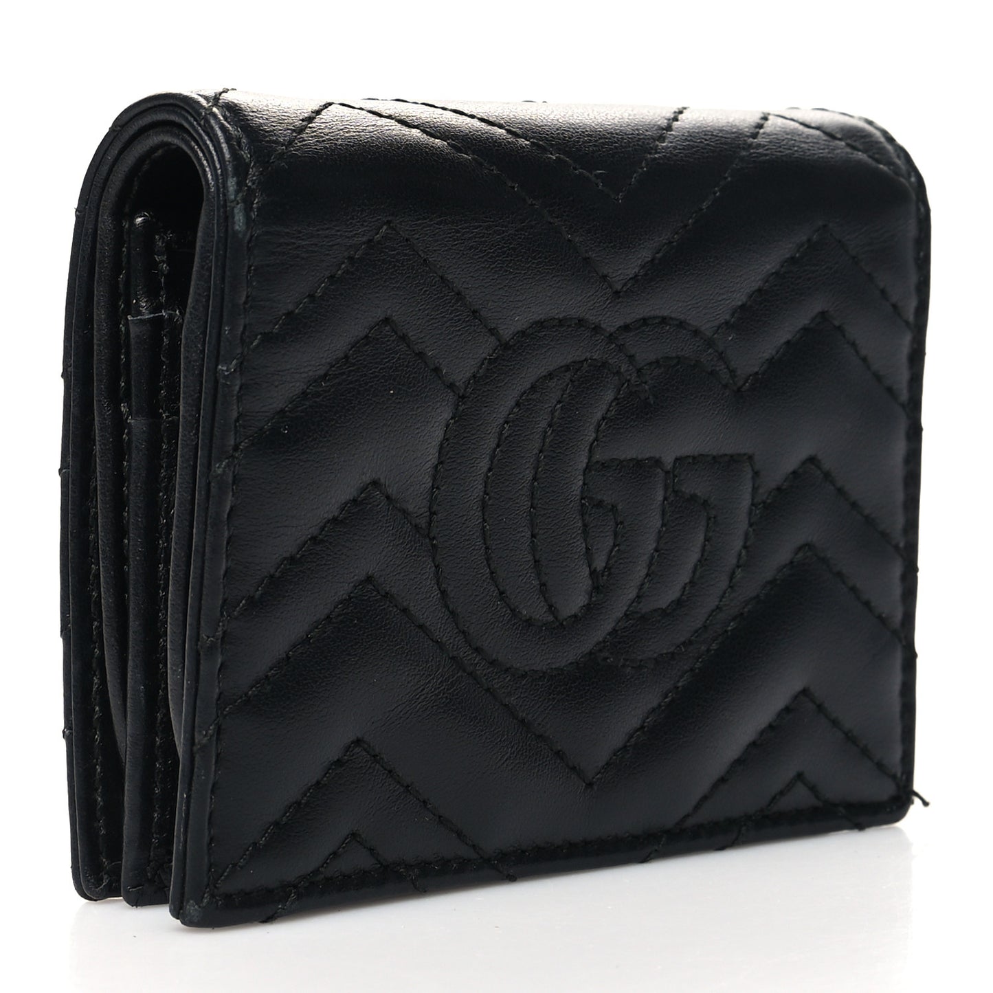 Calfskin Matelasse GG Marmont Card Case Wallet Black