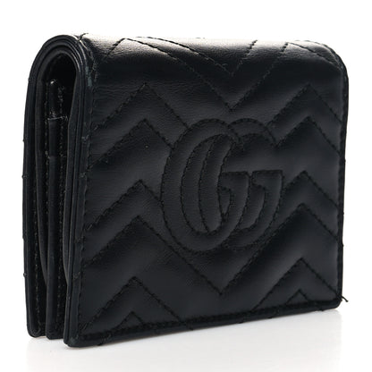 Gucci Calfskin Matelasse GG Marmont Card Case Wallet Black 3 of 12