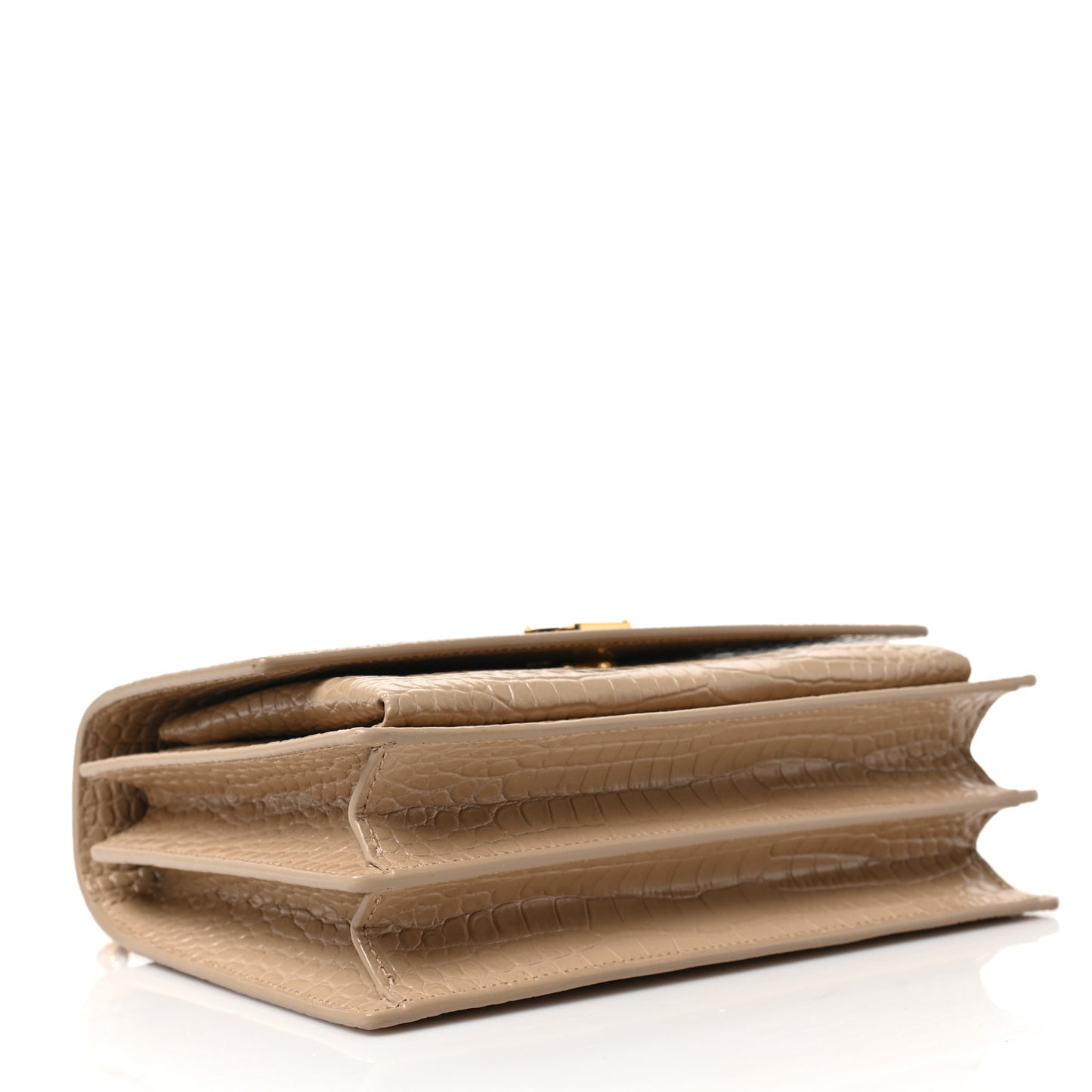 Calfskin Crocodile Embossed Medium Monogram Sunset Dark Beige