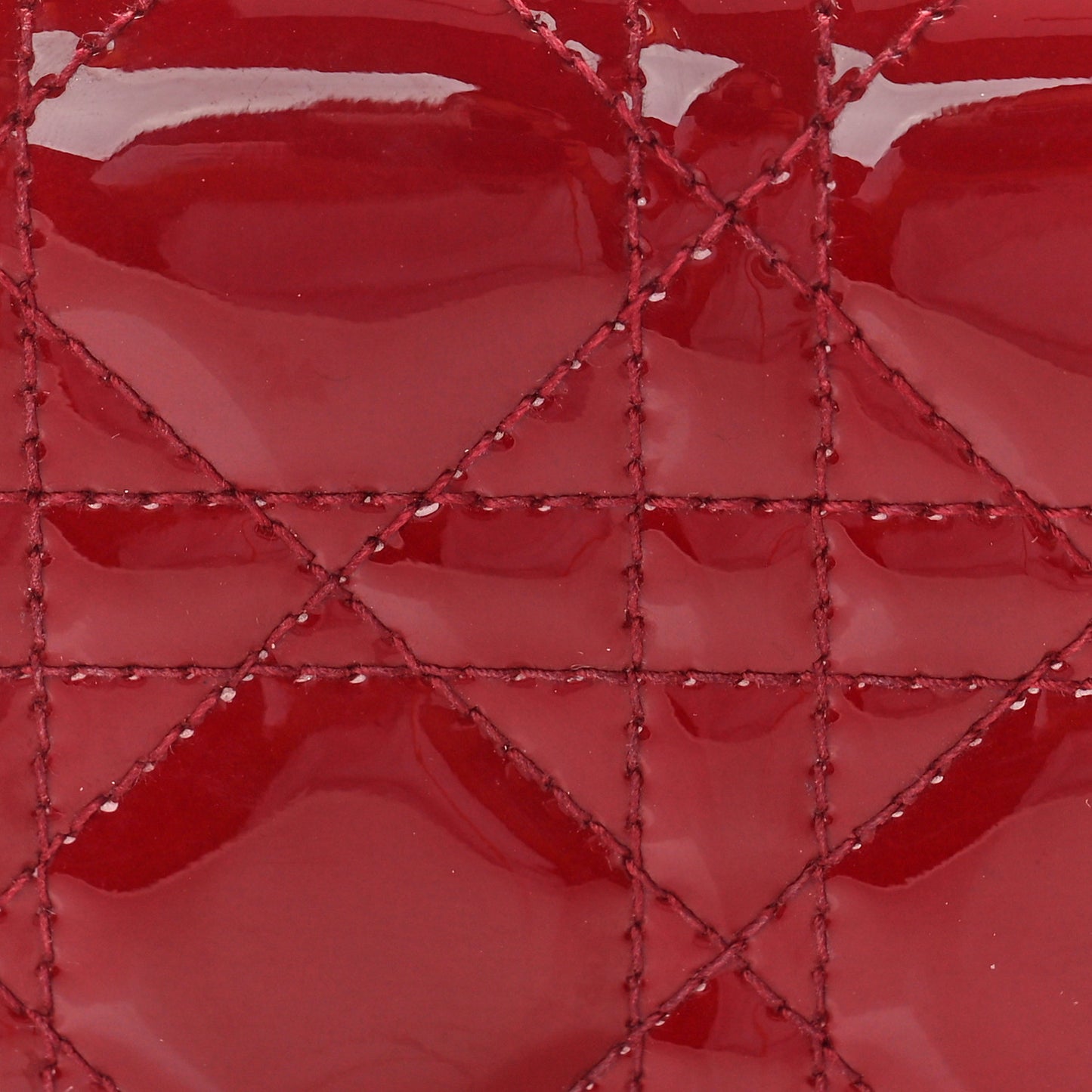 Patent Cannage Mini Lady Dior Wallet Cherry Red