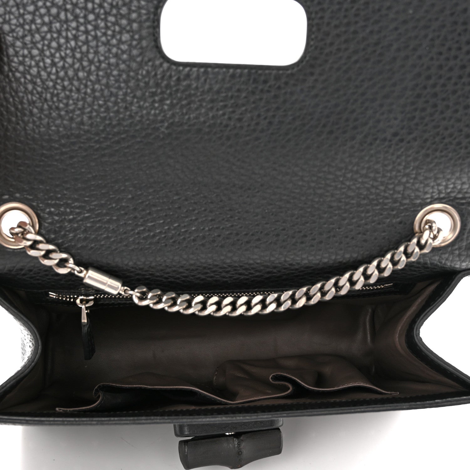 Gucci Calfskin Studded Medium Miss Bamboo Shoulder Bag Black 4 of 9