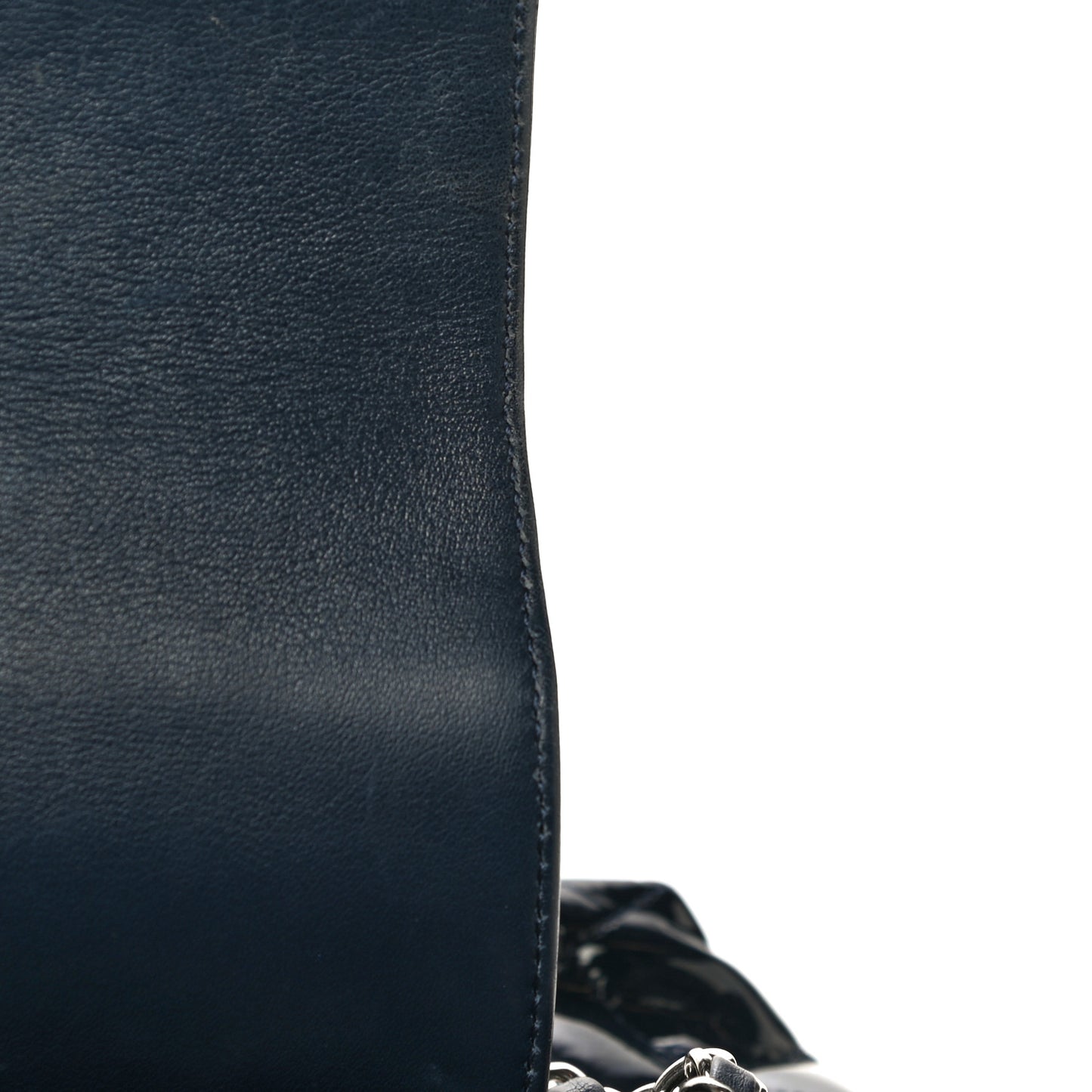 Patent Quilted Large Coco Shine Accordion Flap Dark Navy Blue
