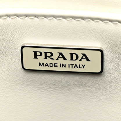 Prada Spazzolato Cleo Flap Adjustable Strap Shoulder Bag White Black 6 of 16