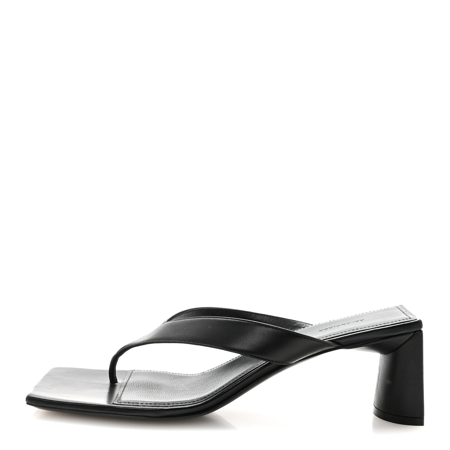 Calfskin Double Square Flat 60mm Sandals 39 Black