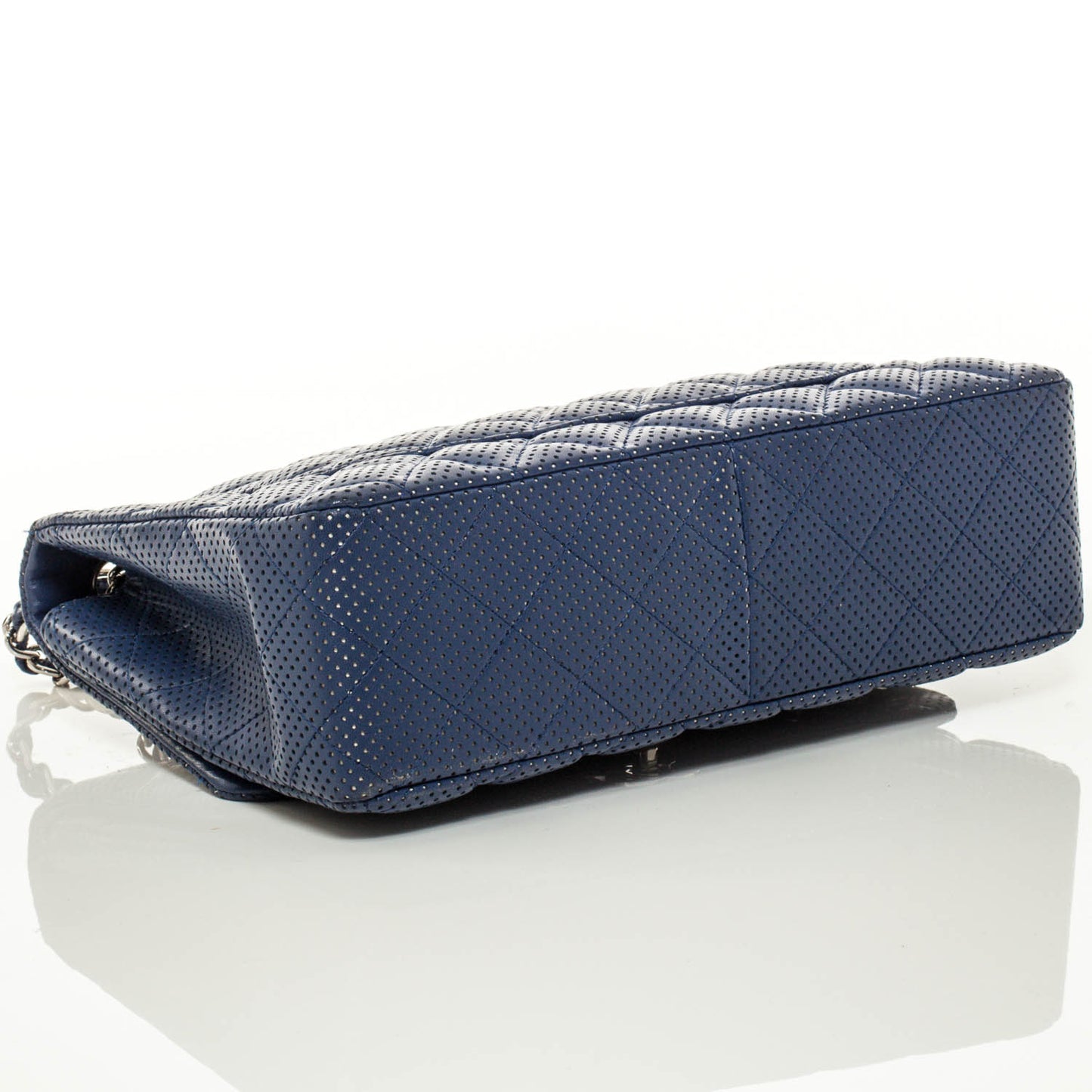 Calfskin Perforated Jumbo Flap Blue