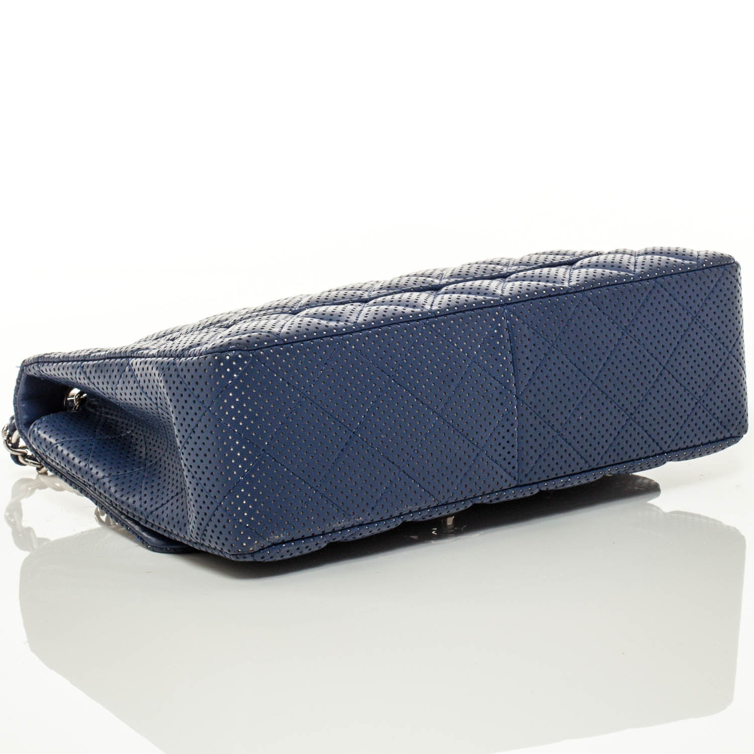 Chanel Calfskin Perforated Jumbo Flap Blue 4 of 9