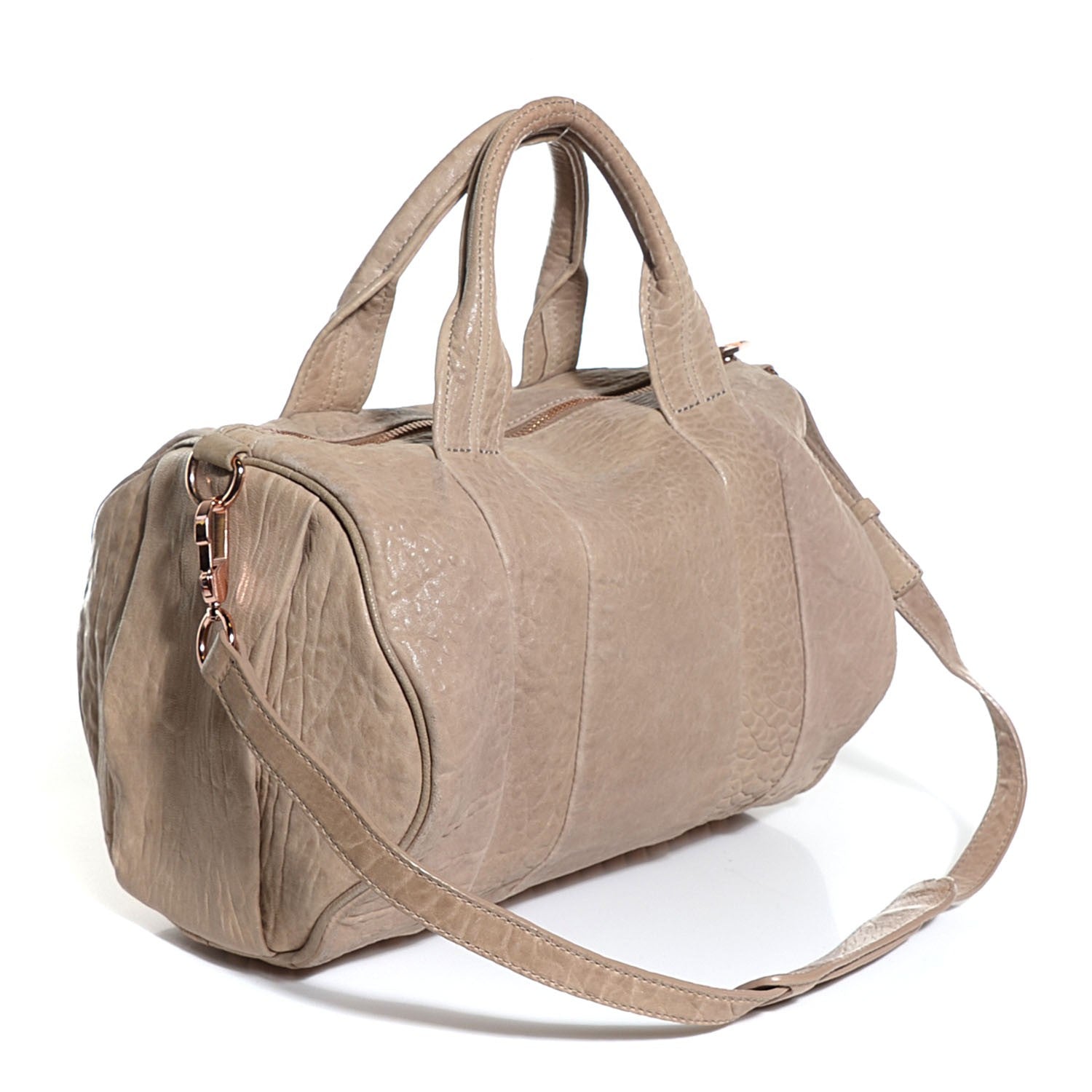 Alexander Wang Pebbled Lambskin Rocco Latte Rose Gold Hardware 3 of 9