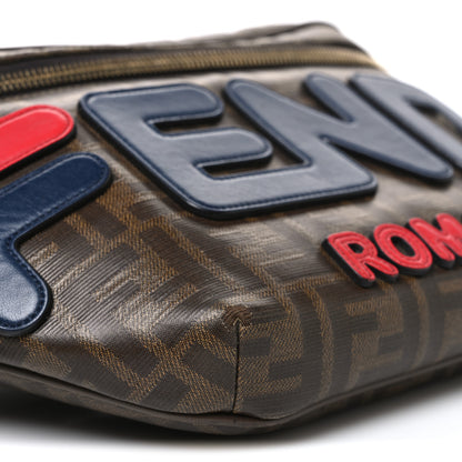 Fendi X FILA Glazed Fabric Vitello Century FF 1974 Mania Belt Bag Mogano Panna Blueberry Mogano Panna Blueberry 9 of 12
