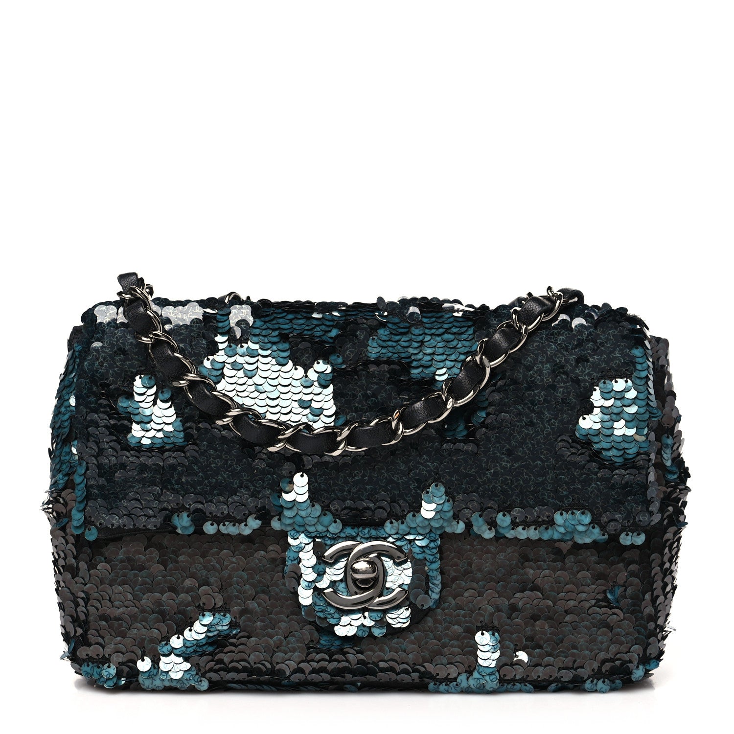 Chanel Sequin Lambskin Mini Flap Blue Black 1 of 10