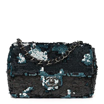 Chanel Sequin Lambskin Mini Flap Blue Black 1 of 10