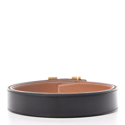 Hermes Box Togo 32mm Guilloche H Belt 90 Black Gold 3 of 6