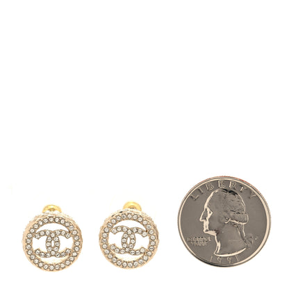 Chanel Crystal CC Round Earrings Gold 2 of 5