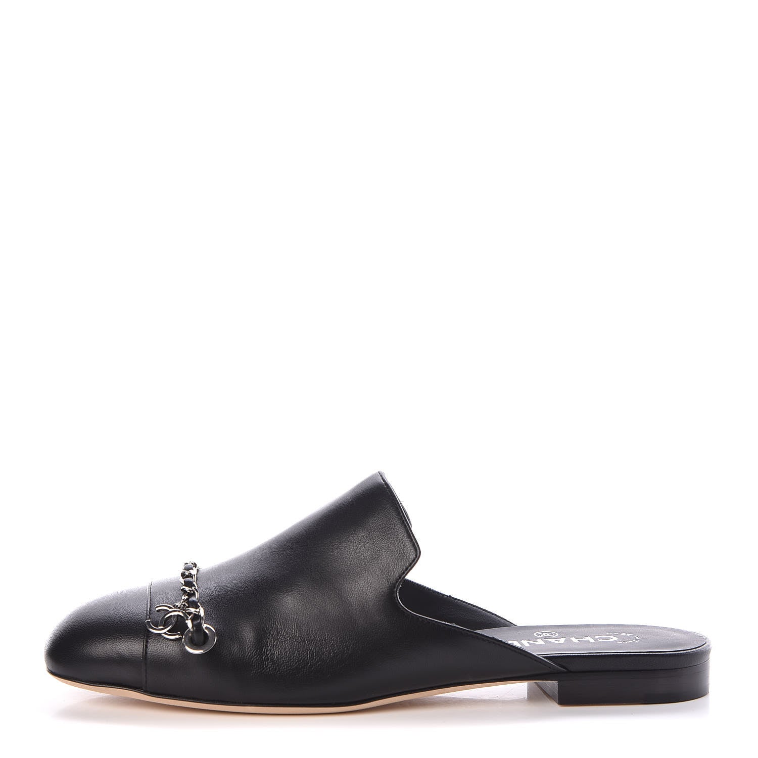 Chanel Lambskin Chain CC Mules 39.5 Black 1 of 7