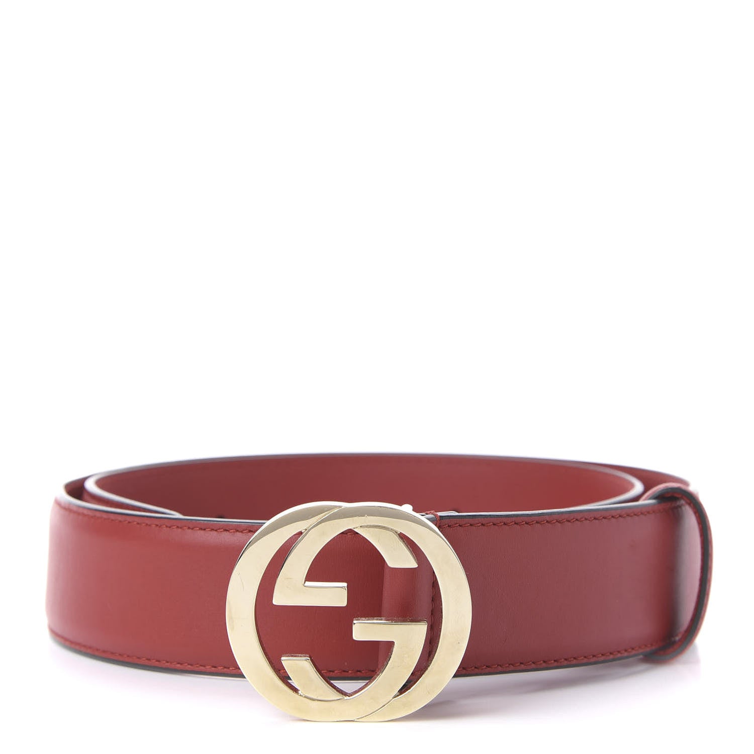 Gucci Moon Calfskin Interlocking G 37mm Belt 85 34 Vibrant Red 1 of 5