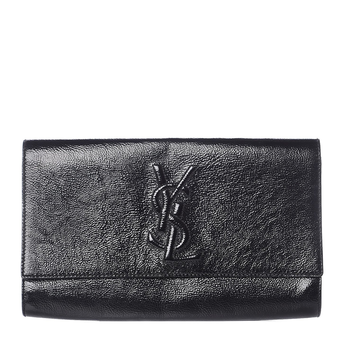 Textured Patent Monogram Large Belle De Jour Clutch Black