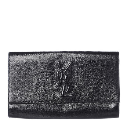 Saint Laurent Textured Patent Monogram Large Belle De Jour Clutch Black 1 of 6