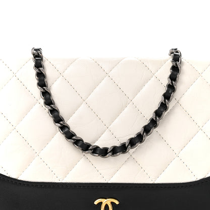 Chanel Aged Calfskin Quilted Gabrielle Wallet On Chain WOC White Black 9 of 14
