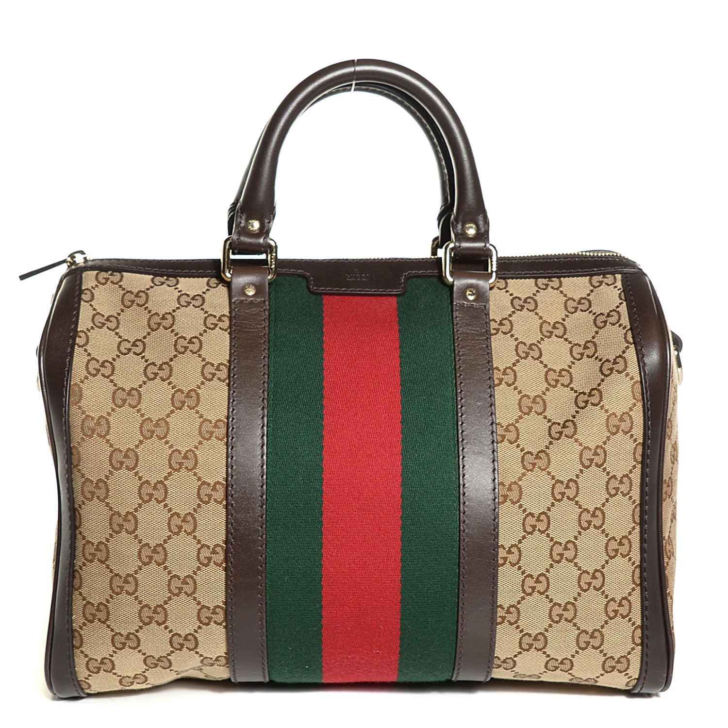 Gucci Monogram Vintage Web Medium Boston Dark Brown 1 of 9