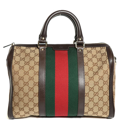 Gucci Monogram Vintage Web Medium Boston Dark Brown 1 of 9