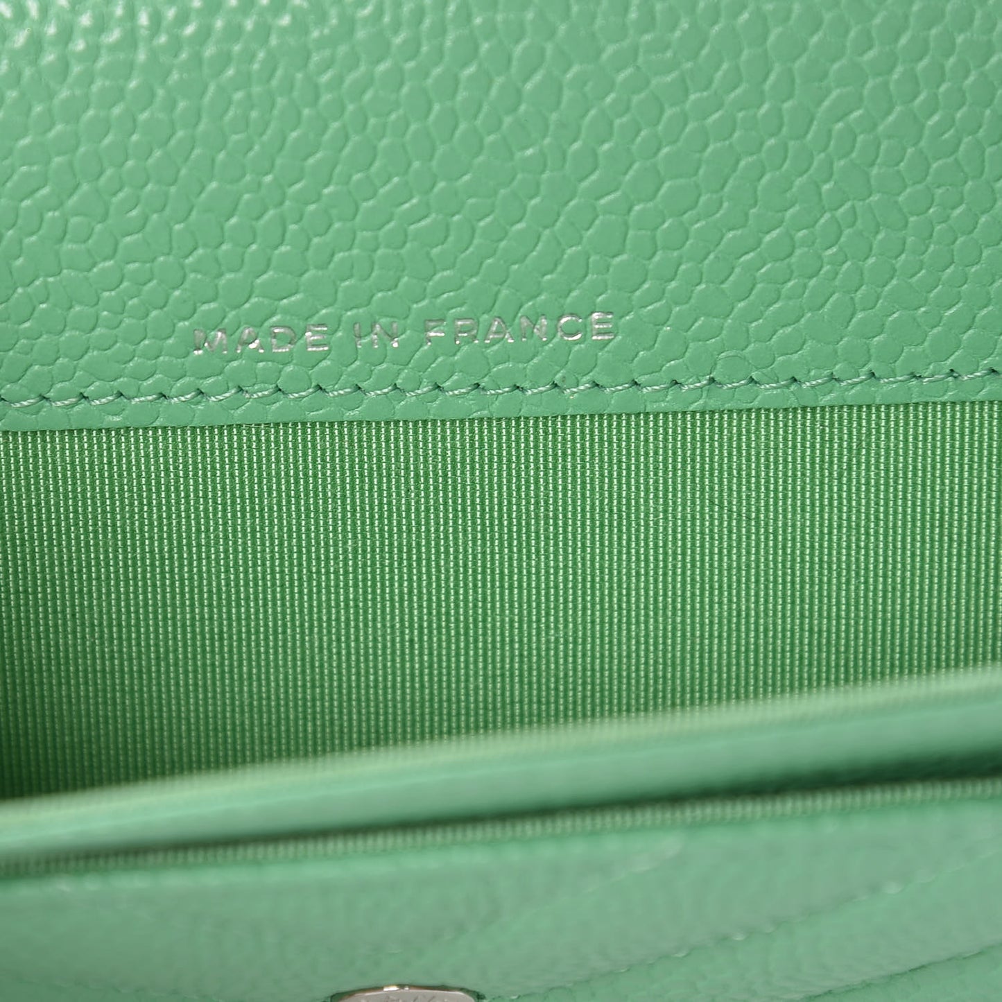 Caviar Chevron Quilted Flap Card Holder Green