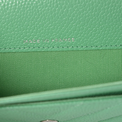 Chanel Caviar Chevron Quilted Flap Card Holder Green 7 of 9