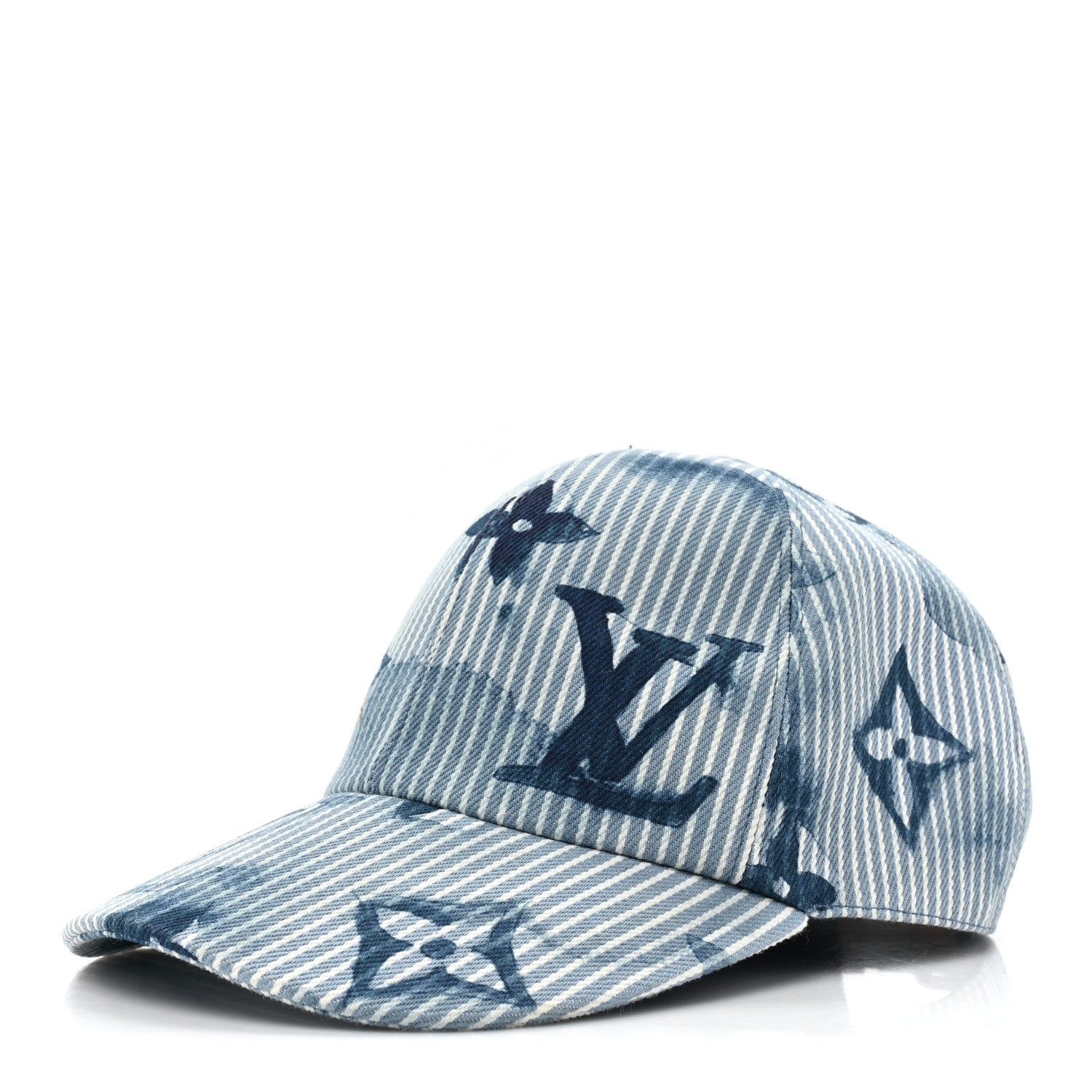 Louis Vuitton Hickory Stripes Denim Monogram Watercolor Cap 58 Blue 1 of 6