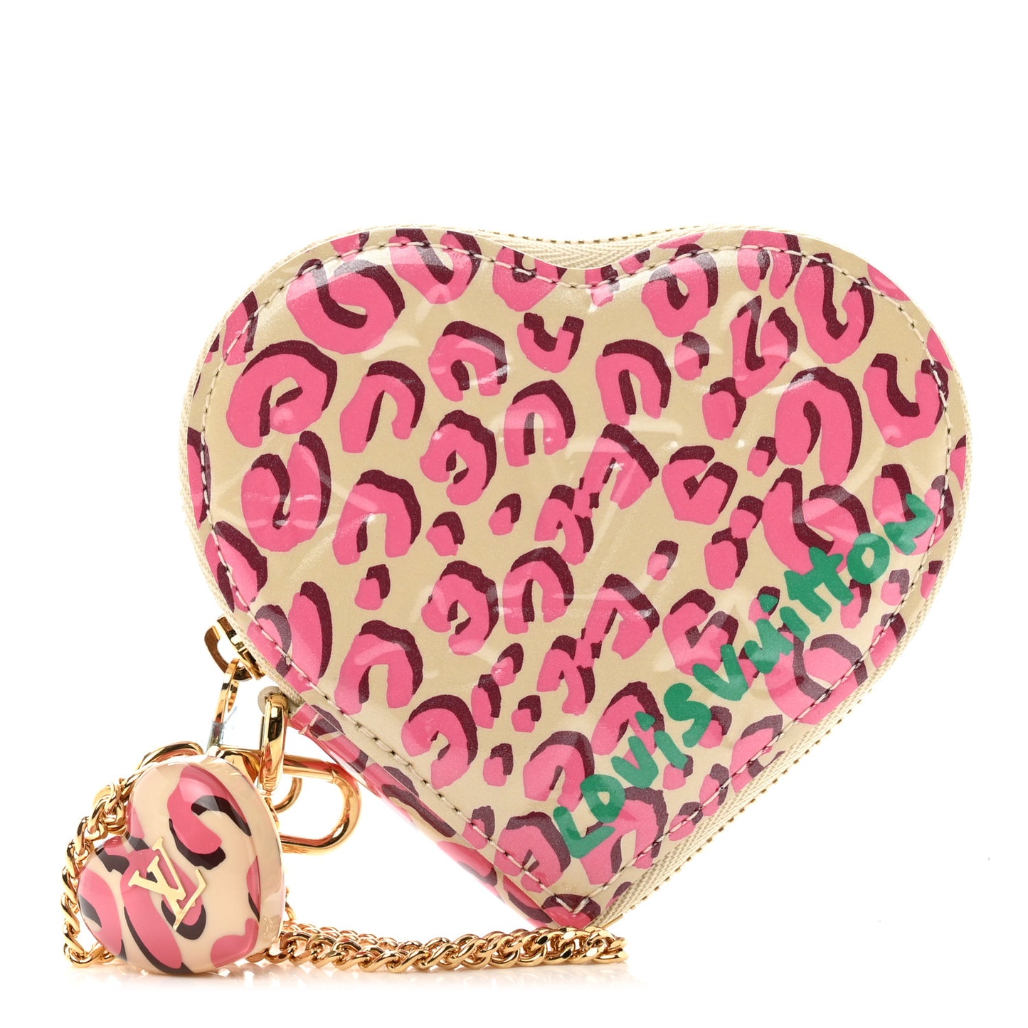 Vernis Leopard Coeur Heart Coin Purse Blanc Corail