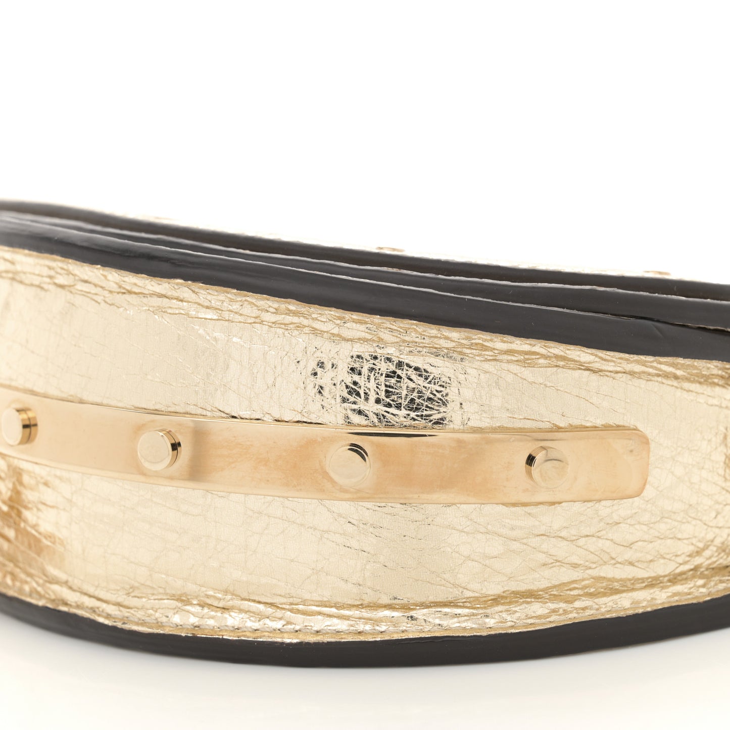 Metallic Calfskin Small Nile Bracelet Minaudiere Bag Gold