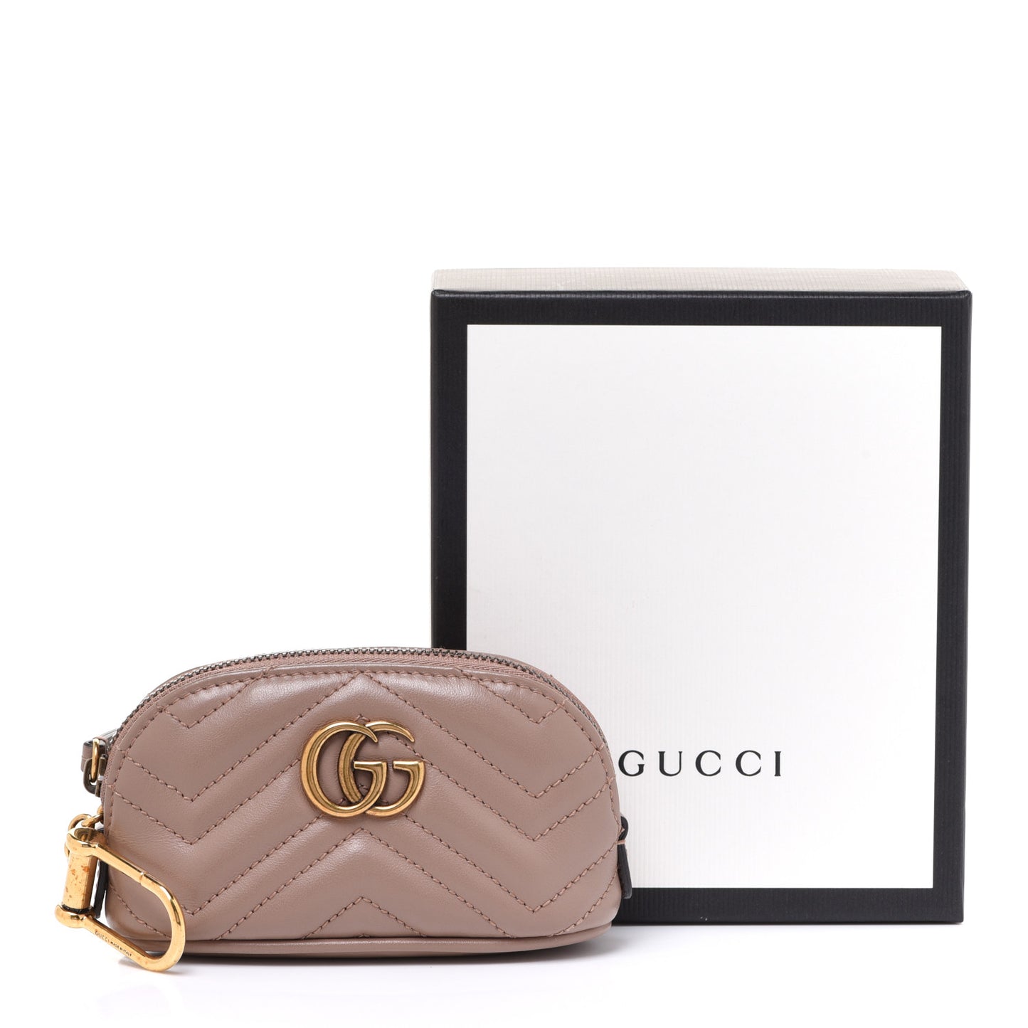 Calfskin Matelasse GG Marmont Key Pouch Porcelain Rose