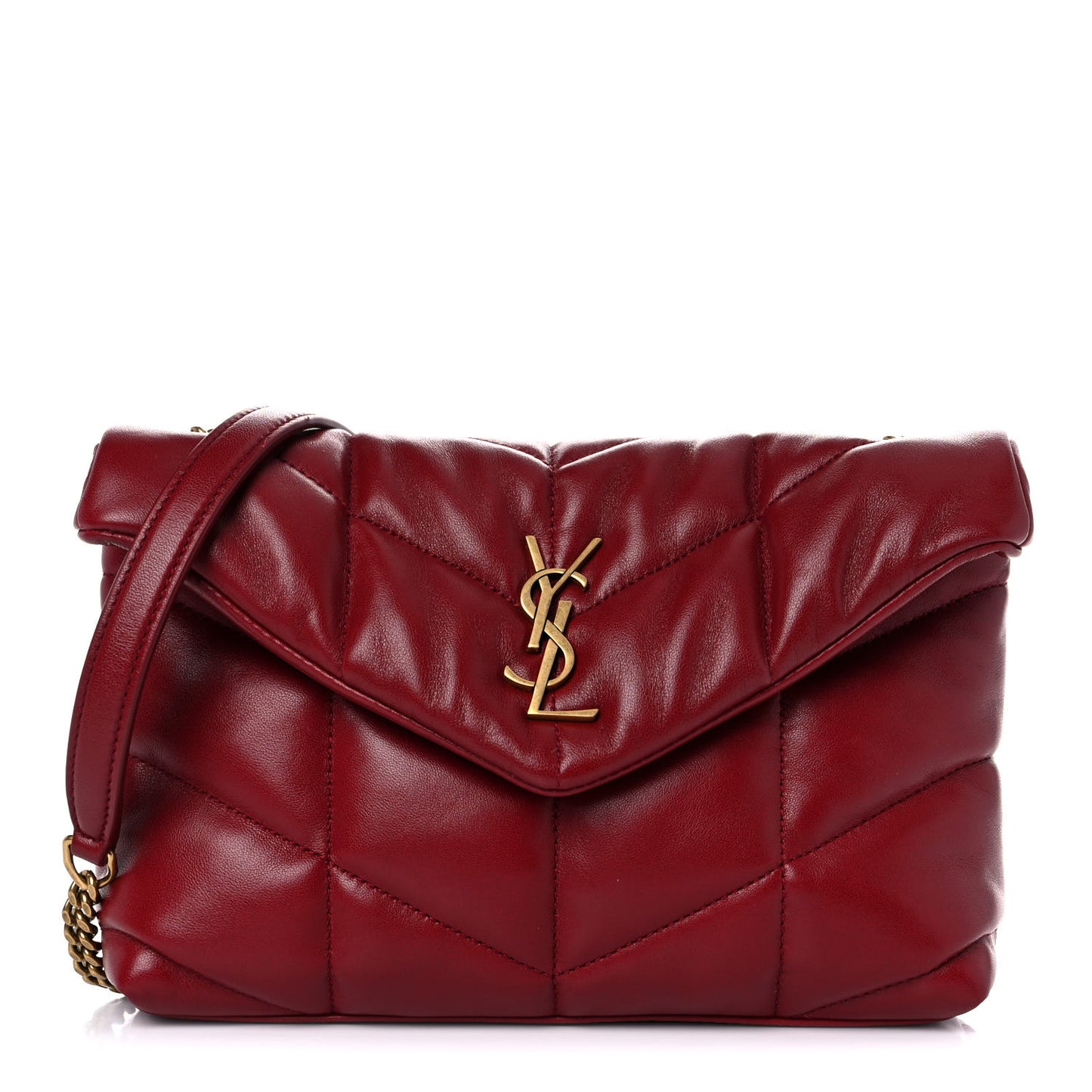 Lambskin Quilted Toy Loulou Puffer Monogram Chain Satchel Red