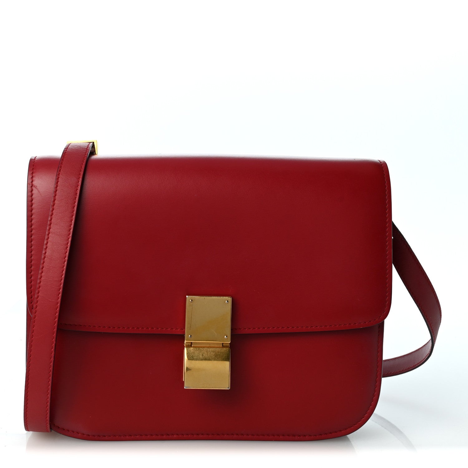 Celine Box Calfskin Medium Classic Box Flap Bag Red 1 of 9