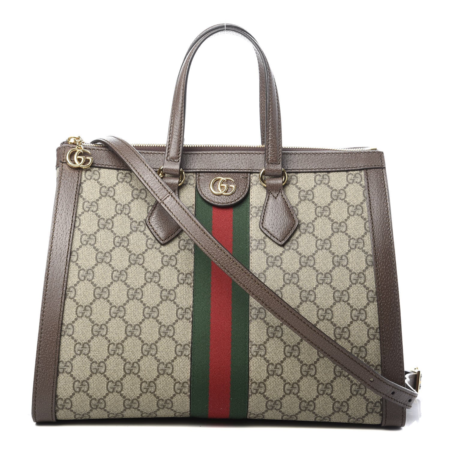 Gucci GG Supreme Monogram Web Medium Ophidia Tote Bag Brown 1 of 10
