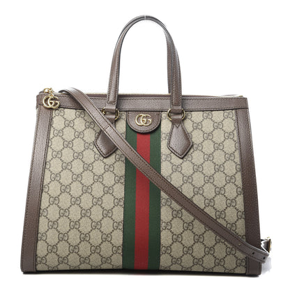 Gucci GG Supreme Monogram Web Medium Ophidia Tote Bag Brown 1 of 10