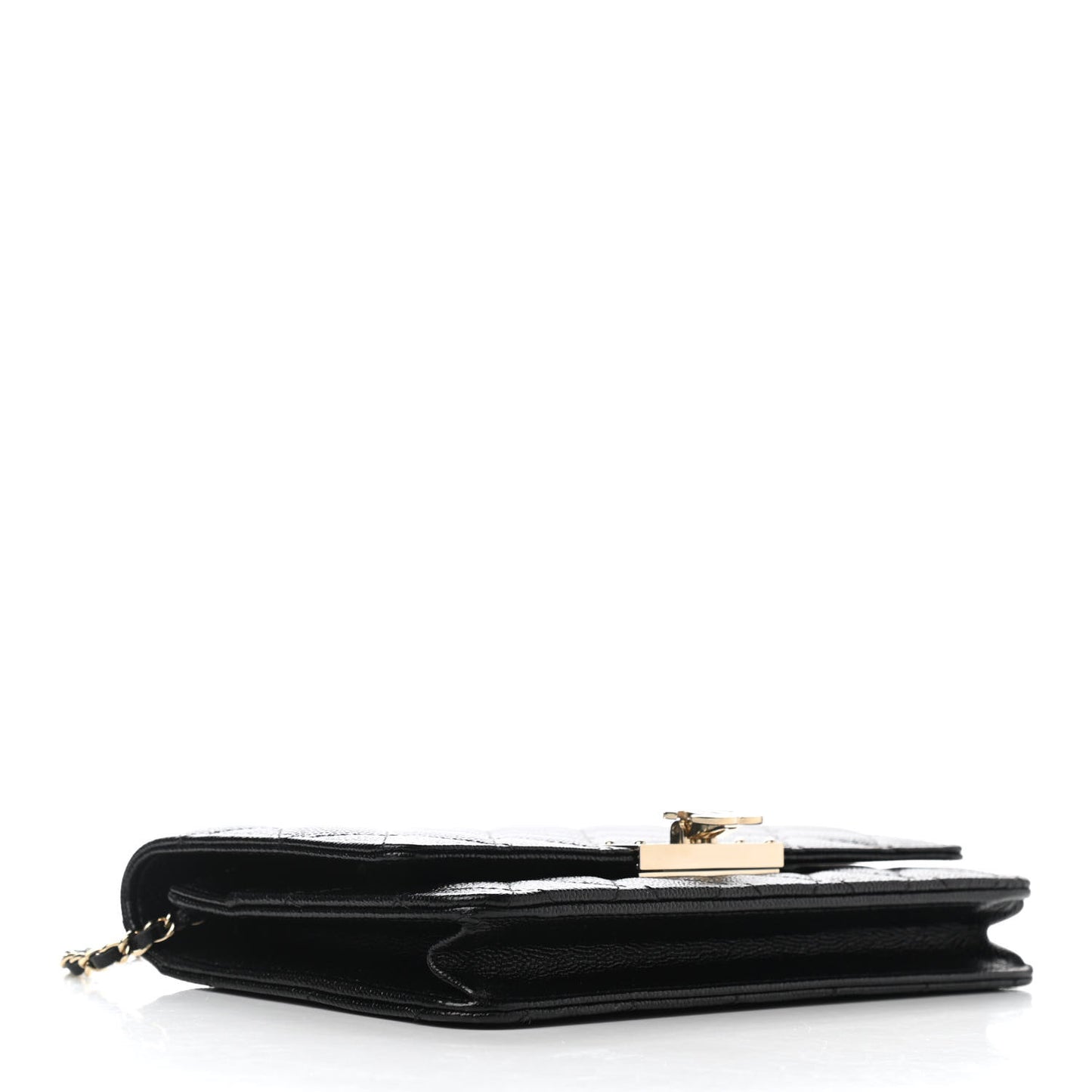 Caviar Quilted Golden Class Wallet On Chain WOC Black