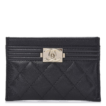 Chanel Caviar Quilted Boy Card Holder Black 1 of 10