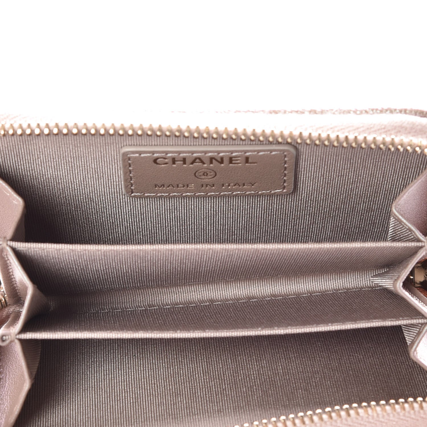 Chanel Iridescent Caviar Quilted Zip Coin Purse Beige 7 of 10