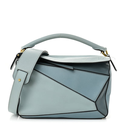Loewe Calfskin Small Puzzle Bag Aqua Light Blue Stone Blue 1 of 13