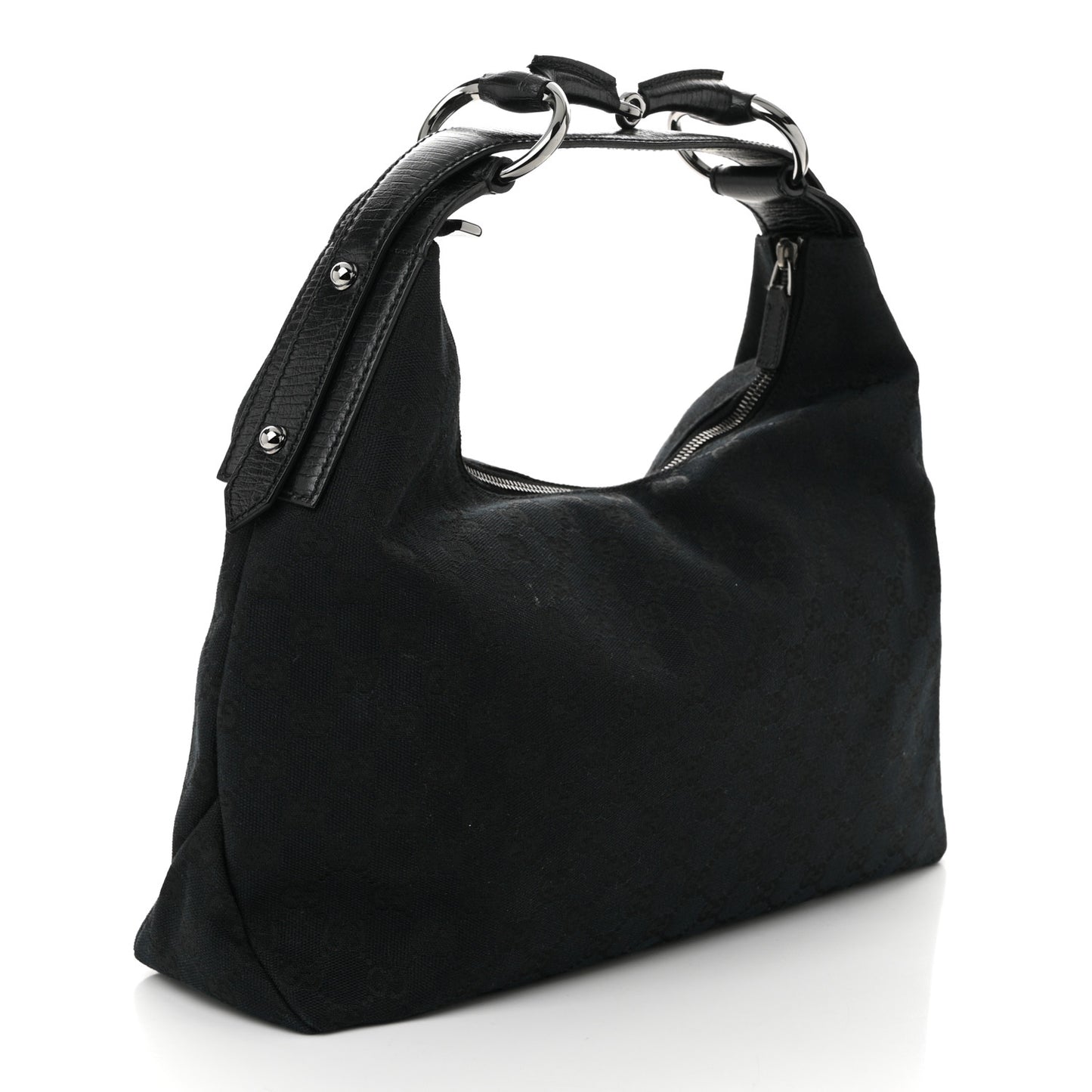 Monogram Medium Horsebit Chain Hobo Black