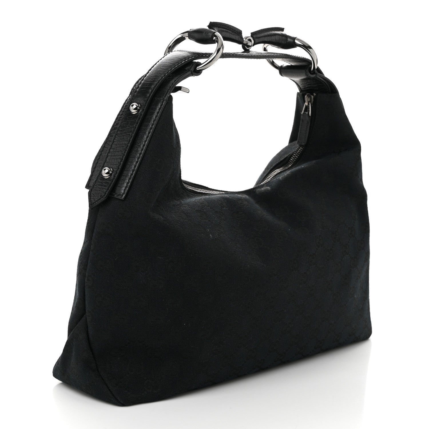 Gucci Monogram Medium Horsebit Chain Hobo Black 4 of 19
