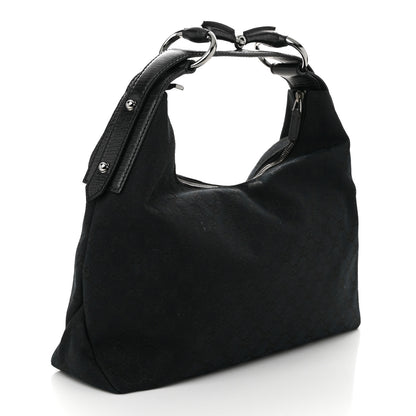 Gucci Monogram Medium Horsebit Chain Hobo Black 4 of 19