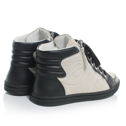 Chanel Calfskin Zipped Sneakers Beige Clair Noir 38.5 4 of 7