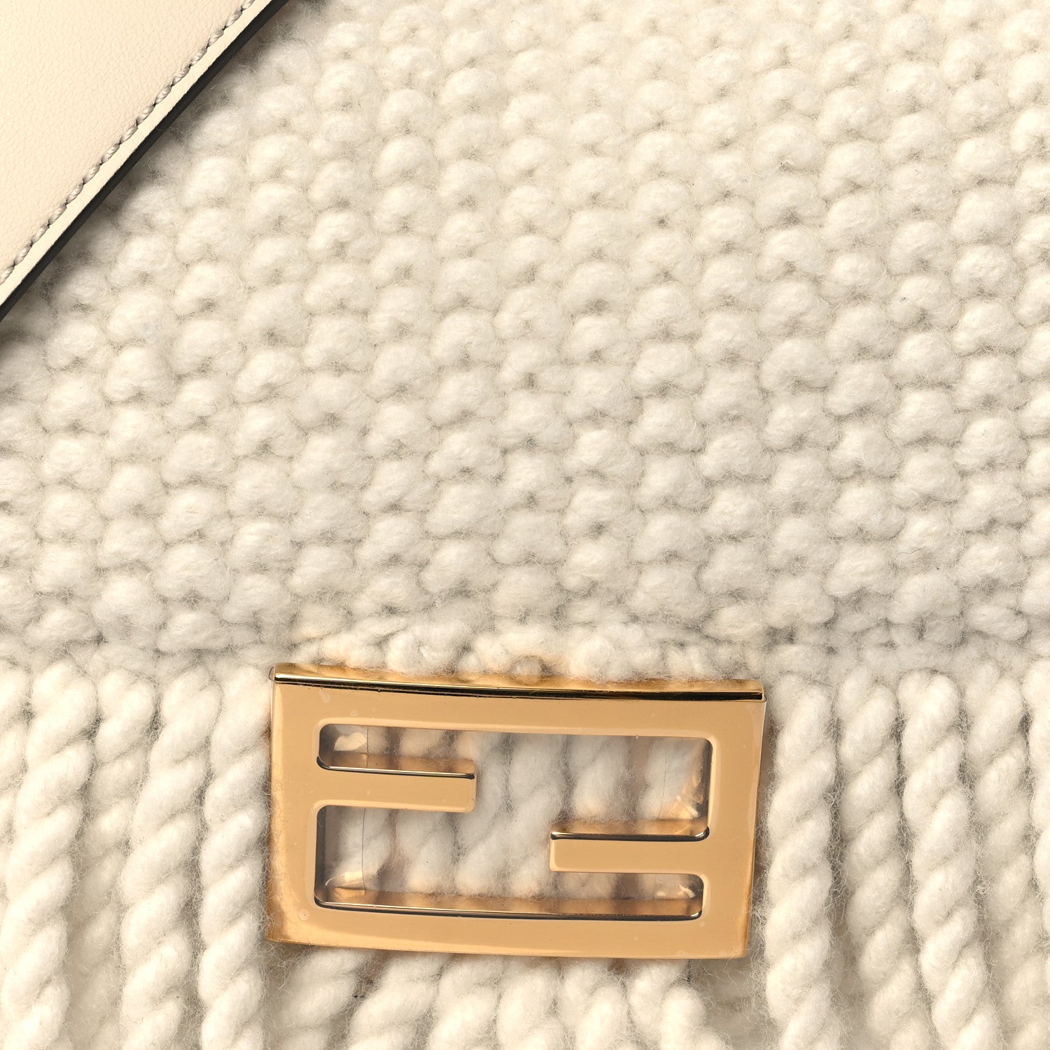 Fendi Wool Woven Fringe Baguette Camelia 7 of 9