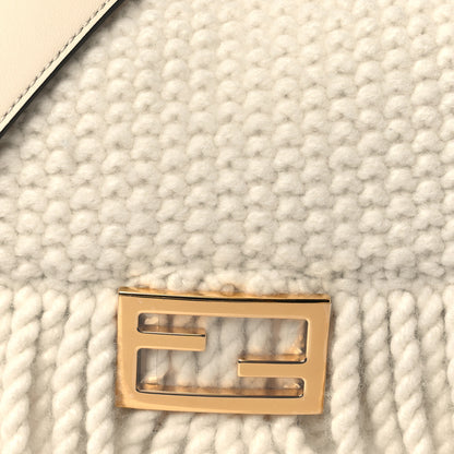 Fendi Wool Woven Fringe Baguette Camelia 7 of 9