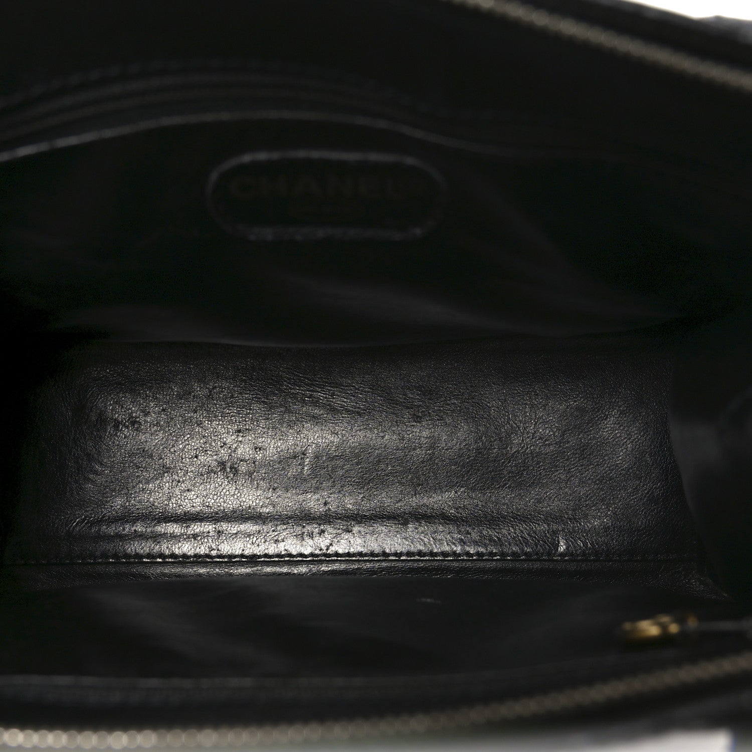 Chanel Grained Calfskin Logo Shoulder Bag Black 5 of 10