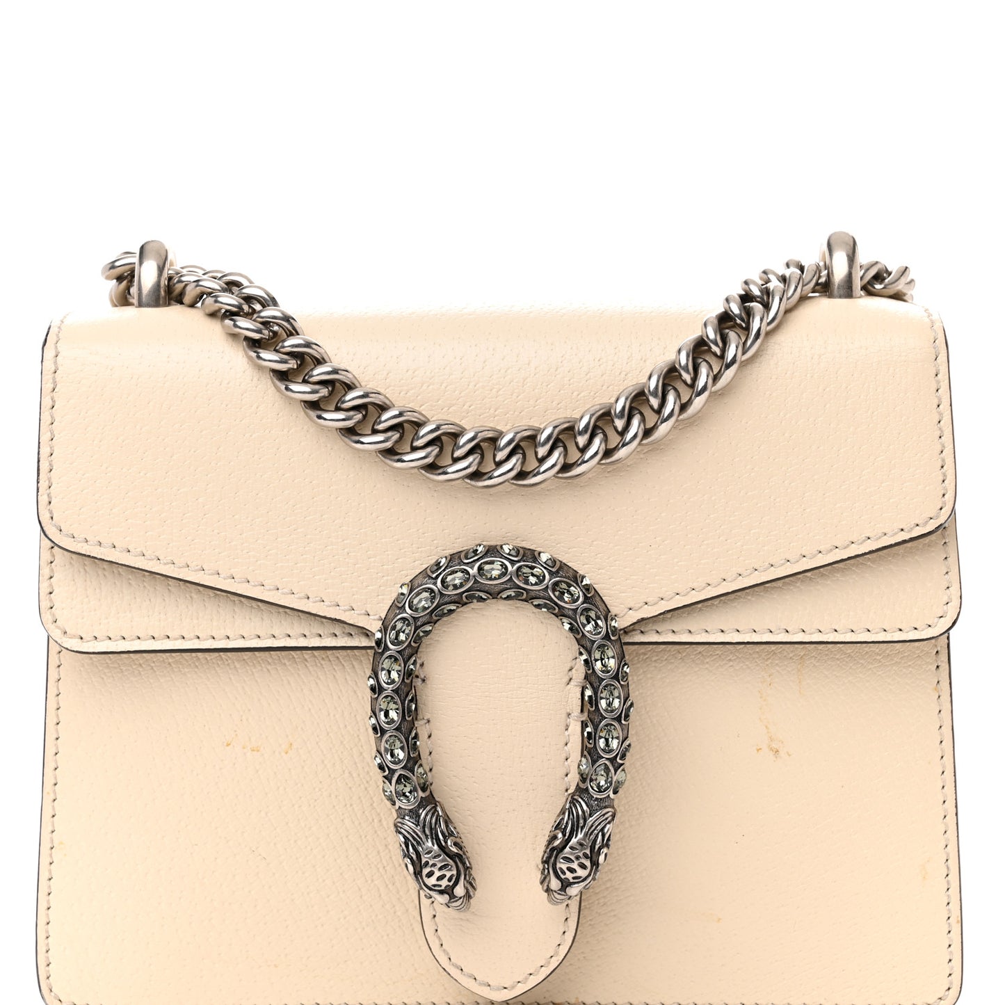 Dollar Calfskin Crystal Mini Dionysus Shoulder Bag Mystic White Black Diamond